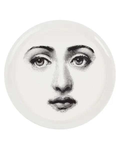 Fornasetti Tray 'viso on white' White C32X003