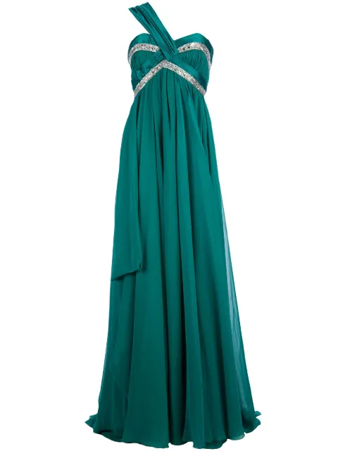 Zuhair Murad asymmetric shoulder strap dress Green PPCR1218