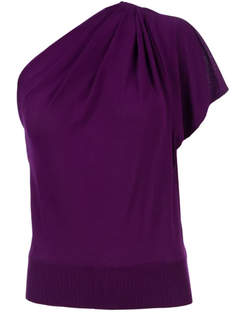 Giambattista Valli asymmetric shoulder top Purple P12PV1013