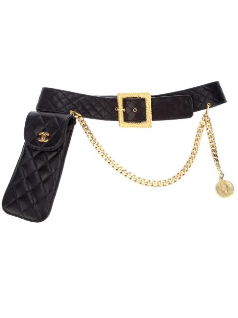 CHANEL Pre-Owned Quilted chain belt Black MON22