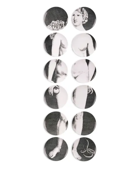 Fornasetti Eva plates (set of 12) Grey P10X279