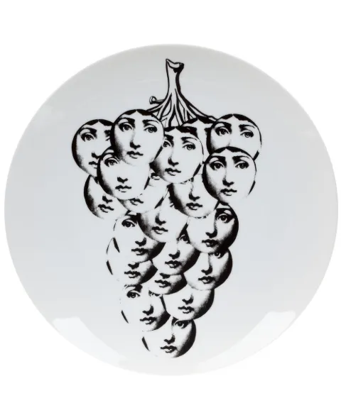 Fornasetti grapes print plate White PTVX053